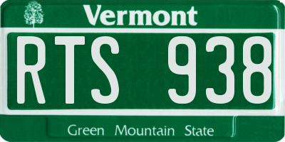 VT license plate RTS938