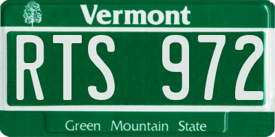 VT license plate RTS972