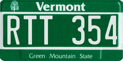 VT license plate RTT354