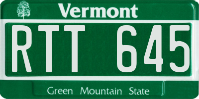 VT license plate RTT645