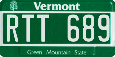 VT license plate RTT689