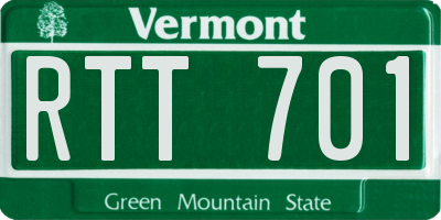 VT license plate RTT701