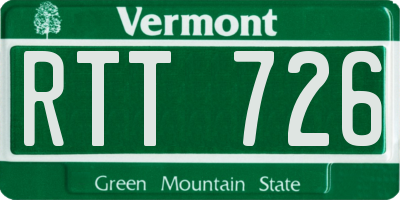 VT license plate RTT726