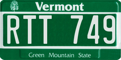 VT license plate RTT749