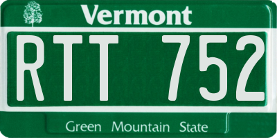 VT license plate RTT752