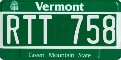 VT license plate RTT758