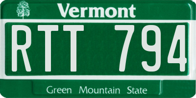VT license plate RTT794