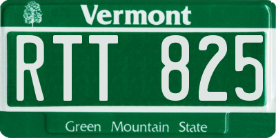 VT license plate RTT825