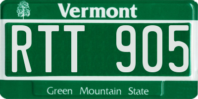 VT license plate RTT905