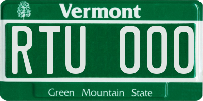 VT license plate RTU000