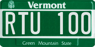 VT license plate RTU100
