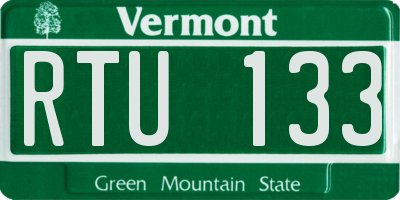 VT license plate RTU133