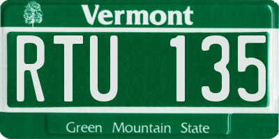 VT license plate RTU135