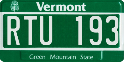 VT license plate RTU193