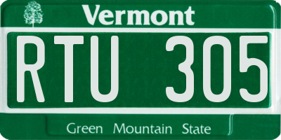 VT license plate RTU305