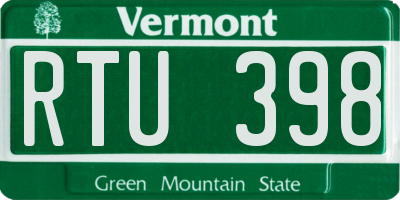 VT license plate RTU398