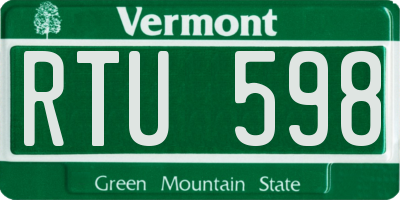 VT license plate RTU598