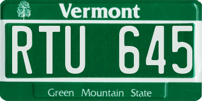 VT license plate RTU645
