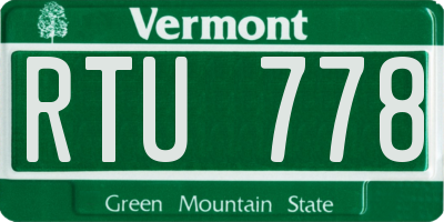 VT license plate RTU778