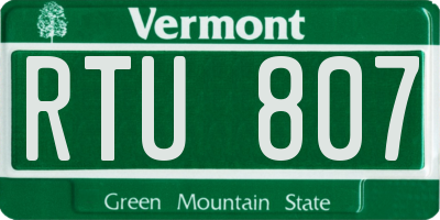 VT license plate RTU807