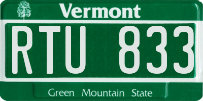 VT license plate RTU833