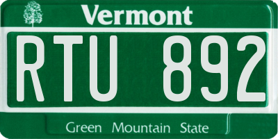 VT license plate RTU892
