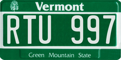 VT license plate RTU997