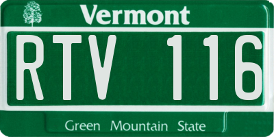 VT license plate RTV116