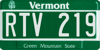 VT license plate RTV219