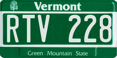 VT license plate RTV228