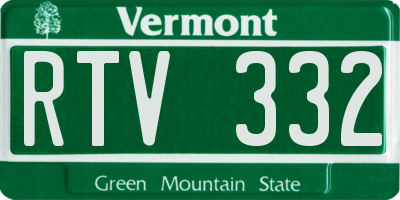 VT license plate RTV332
