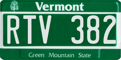 VT license plate RTV382