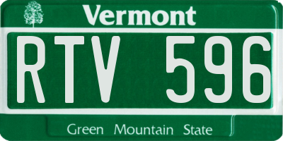VT license plate RTV596