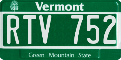 VT license plate RTV752