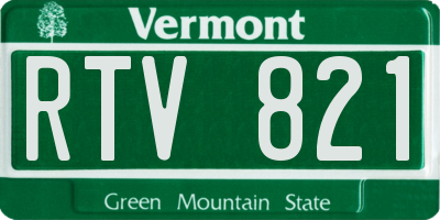 VT license plate RTV821