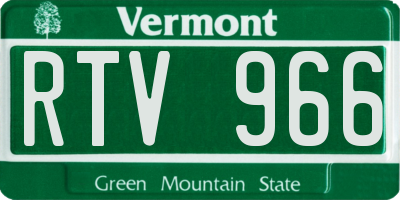 VT license plate RTV966