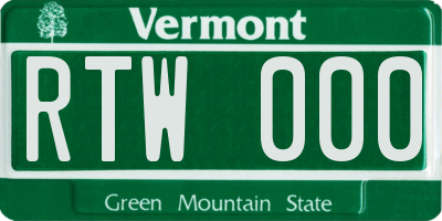 VT license plate RTW000
