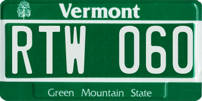 VT license plate RTW060