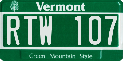 VT license plate RTW107