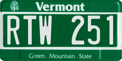 VT license plate RTW251