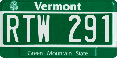 VT license plate RTW291