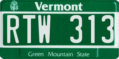 VT license plate RTW313