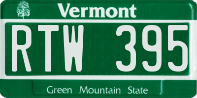 VT license plate RTW395
