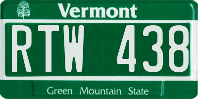 VT license plate RTW438