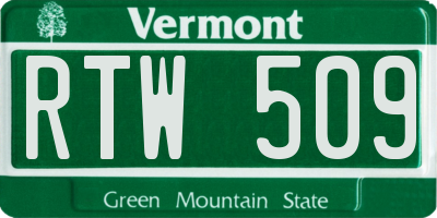 VT license plate RTW509