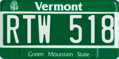 VT license plate RTW518