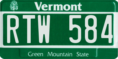VT license plate RTW584