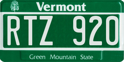 VT license plate RTZ920