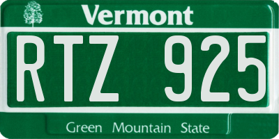 VT license plate RTZ925