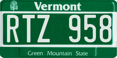 VT license plate RTZ958